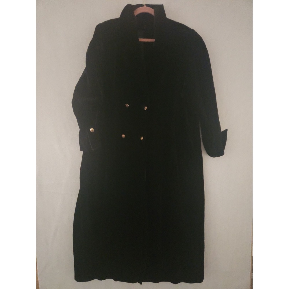 Vintage Count Romi Black Velvet Long Coat Womens Size 12